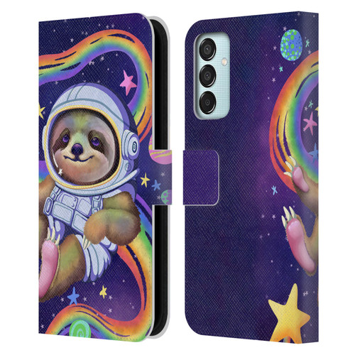 Carla Morrow Rainbow Animals Sloth Wearing A Space Suit Leather Book Wallet Case Cover For Samsung Galaxy M15/F15 5G