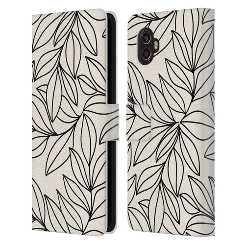 Gabriela Thomeu Floral Black And White Leaves Leather Book Wallet Case Cover For Samsung Galaxy Xcover6 Pro/Pro2