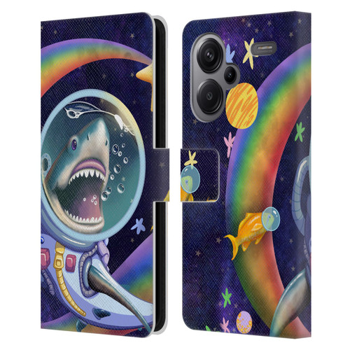 Carla Morrow Rainbow Animals Shark & Fish In Space Leather Book Wallet Case Cover For Xiaomi Redmi Note 13 Pro Plus 5G