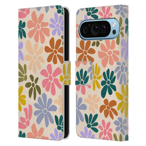 Gabriela Thomeu Retro Rainbow Color Floral Leather Book Wallet Case Cover For Google Pixel 9 / Pixel 9 Pro