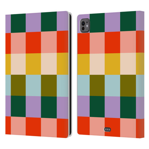 Gabriela Thomeu Retro Checkered Rainbow Vibe Leather Book Wallet Case Cover For Apple iPad Pro 11 M4 2024