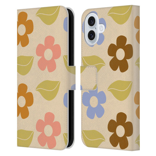 Gabriela Thomeu Retro Flower Vibe Vintage Pattern Leather Book Wallet Case Cover For Apple iPhone 16 Plus