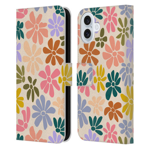 Gabriela Thomeu Retro Rainbow Color Floral Leather Book Wallet Case Cover For Apple iPhone 16 Plus