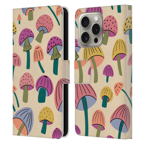 Gabriela Thomeu Retro Magic Mushroom Leather Book Wallet Case Cover For Apple iPhone 16 Pro