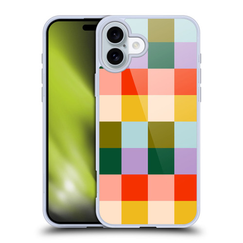 Gabriela Thomeu Retro Checkered Rainbow Vibe Soft Gel Case for Apple iPhone 16 Plus