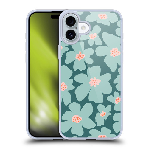 Gabriela Thomeu Retro Daisy Green Soft Gel Case for Apple iPhone 16 Plus