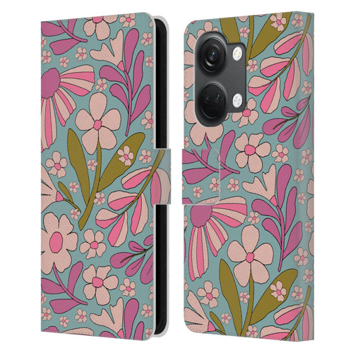 Gabriela Thomeu Retro Groovy 70s Blue Leather Book Wallet Case Cover For OnePlus Nord 3 5G