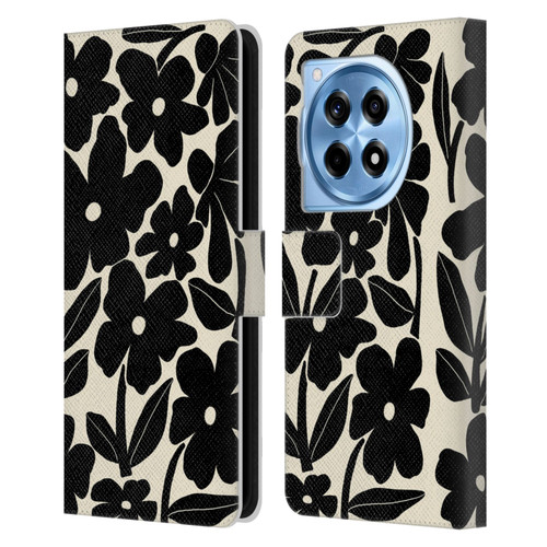 Gabriela Thomeu Retro Black And White Groovy Leather Book Wallet Case Cover For OnePlus 12R