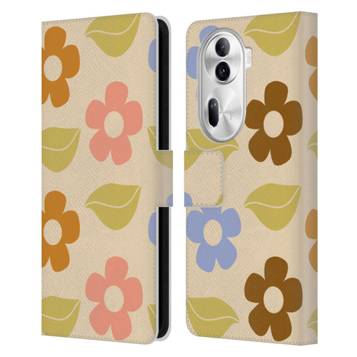Gabriela Thomeu Retro Flower Vibe Vintage Pattern Leather Book Wallet Case Cover For OPPO Reno11