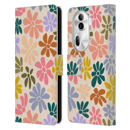 Gabriela Thomeu Retro Rainbow Color Floral Leather Book Wallet Case Cover For OPPO Reno11