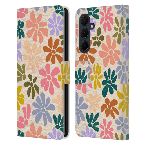 Gabriela Thomeu Retro Rainbow Color Floral Leather Book Wallet Case Cover For Samsung Galaxy A35 5G