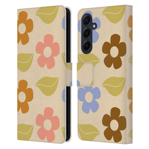 Gabriela Thomeu Retro Flower Vibe Vintage Pattern Leather Book Wallet Case Cover For Samsung Galaxy A55 5G