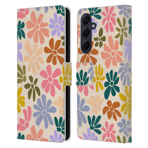 Gabriela Thomeu Retro Rainbow Color Floral Leather Book Wallet Case Cover For Samsung Galaxy A55 5G