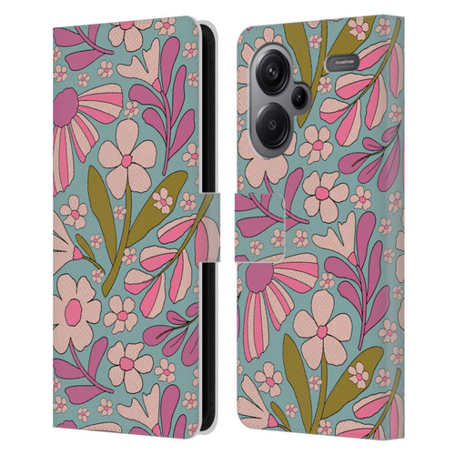 Gabriela Thomeu Retro Groovy 70s Blue Leather Book Wallet Case Cover For Xiaomi Redmi Note 13 Pro Plus 5G