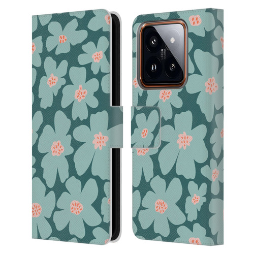 Gabriela Thomeu Retro Daisy Green Leather Book Wallet Case Cover For Xiaomi 14