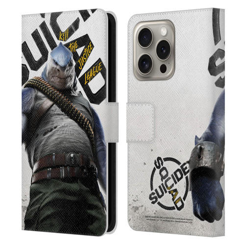 Suicide Squad: Kill The Justice League Key Art King Shark Leather Book Wallet Case Cover For Apple iPhone 16 Pro