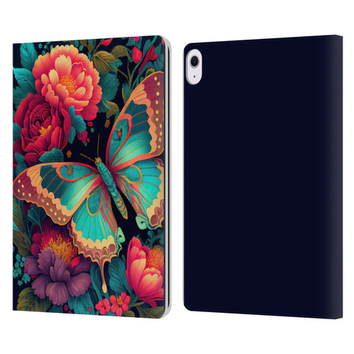 JK Stewart Art Butterfly And Flowers Leather Book Wallet Case Cover For Apple iPad Air 13 2024