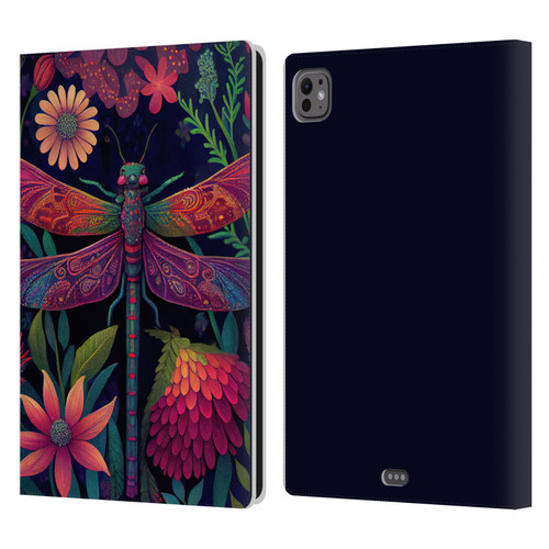 JK Stewart Art Dragonfly Purple Leather Book Wallet Case Cover For Apple iPad Pro 11 M4 2024