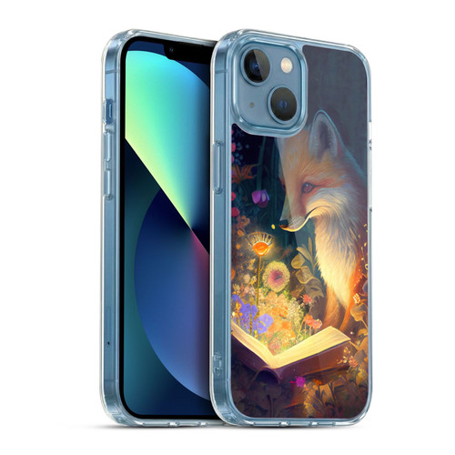 JK Stewart Art Fox Reading Soft Gel Case for Apple iPhone 13 Mini
