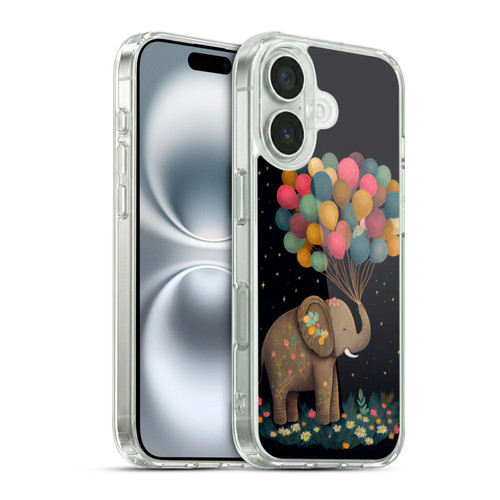 JK Stewart Art Elephant Holding Balloon Soft Gel Case for Apple iPhone 16