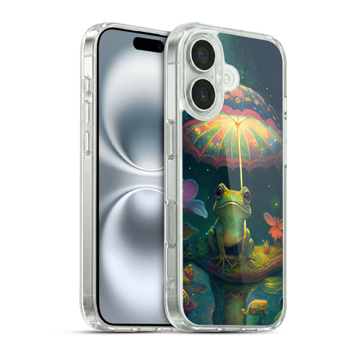 JK Stewart Art Frog With Umbrella Soft Gel Case for Apple iPhone 16