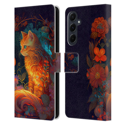 JK Stewart Art Cat Leather Book Wallet Case Cover For Samsung Galaxy A55 5G