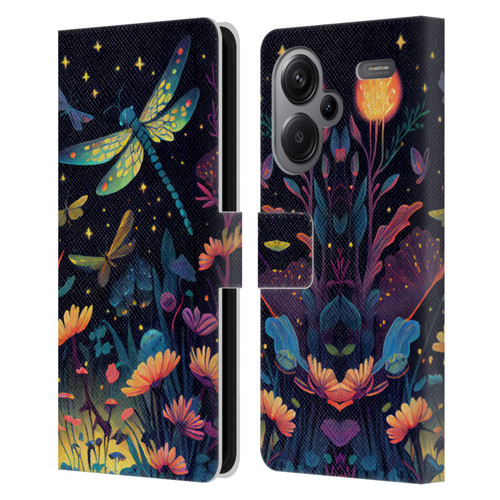 JK Stewart Art Dragonflies In Night Garden Leather Book Wallet Case Cover For Xiaomi Redmi Note 13 Pro Plus 5G