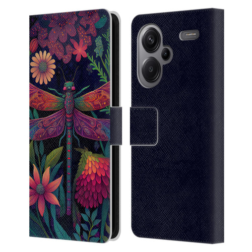 JK Stewart Art Dragonfly Purple Leather Book Wallet Case Cover For Xiaomi Redmi Note 13 Pro Plus 5G