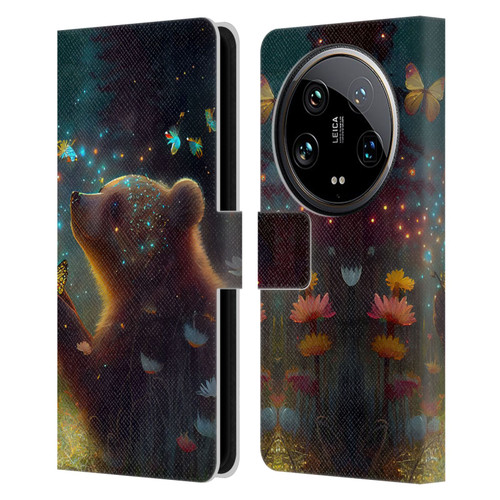 JK Stewart Art Bear Leather Book Wallet Case Cover For Xiaomi 14 Ultra