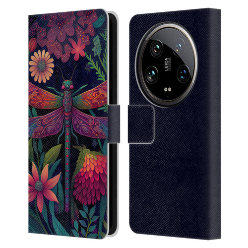 JK Stewart Art Dragonfly Purple Leather Book Wallet Case Cover For Xiaomi 14 Ultra