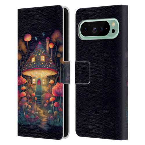JK Stewart Graphics Mushroom Cottage Night Garden Leather Book Wallet Case Cover For Google Pixel 9 Pro XL