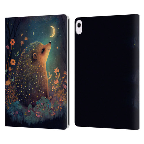 JK Stewart Graphics Hedgehog Looking Up At Stars Leather Book Wallet Case Cover For Apple iPad Air 13 2024