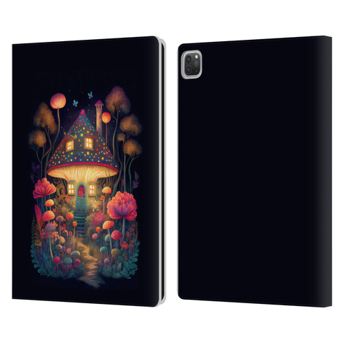 JK Stewart Graphics Mushroom Cottage Night Garden Leather Book Wallet Case Cover For Apple iPad Pro 13 M4 2024