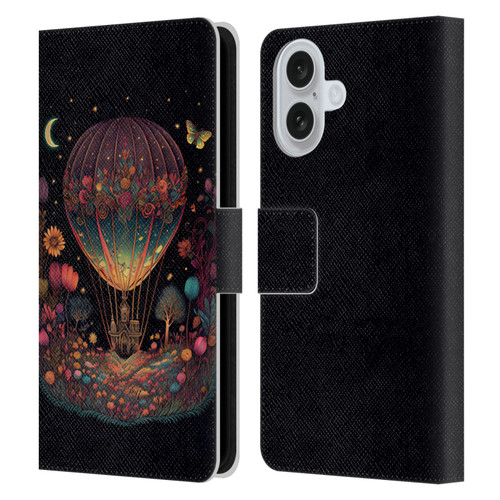 JK Stewart Graphics Hot Air Balloon Garden Leather Book Wallet Case Cover For Apple iPhone 16