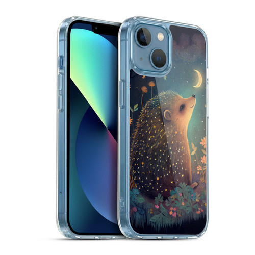 JK Stewart Graphics Hedgehog Looking Up At Stars Soft Gel Case for Apple iPhone 13 Mini