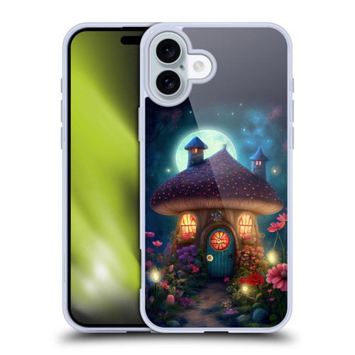 JK Stewart Graphics Mushroom House Soft Gel Case for Apple iPhone 16 Plus