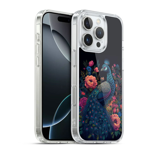 JK Stewart Graphics Peacock In Night Garden Soft Gel Case for Apple iPhone 16 Pro