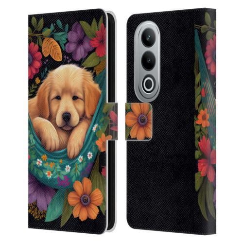 JK Stewart Graphics Golden Retriever In Hammock Leather Book Wallet Case Cover For OPPO OnePlus Ace 3V 5G