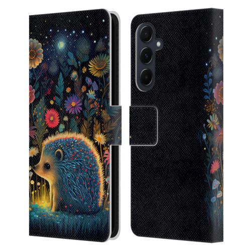 JK Stewart Graphics Little Hedgehog Leather Book Wallet Case Cover For Samsung Galaxy A55 5G