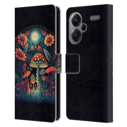 JK Stewart Graphics Ladybug On Mushroom Leather Book Wallet Case Cover For Xiaomi Redmi Note 13 Pro Plus 5G
