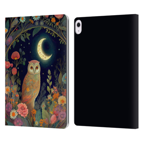 JK Stewart Key Art Owl Crescent Moon Night Garden Leather Book Wallet Case Cover For Apple iPad Air 13 2024