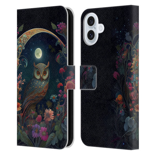JK Stewart Key Art Owl Leather Book Wallet Case Cover For Apple iPhone 16 Plus