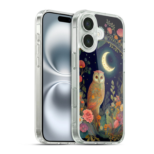 JK Stewart Key Art Owl Crescent Moon Night Garden Soft Gel Case for Apple iPhone 16 & MagSafe