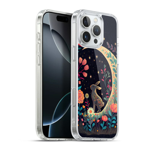 JK Stewart Key Art Rabbit On Crescent Moon Soft Gel Case for Apple iPhone 16 Pro Max & MagSafe