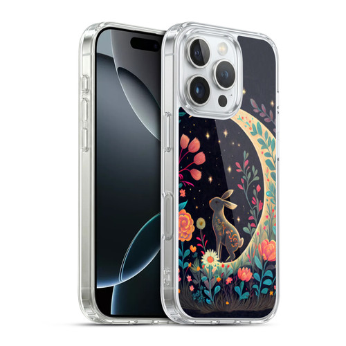 JK Stewart Key Art Rabbit On Crescent Moon Soft Gel Case for Apple iPhone 16 Pro & MagSafe