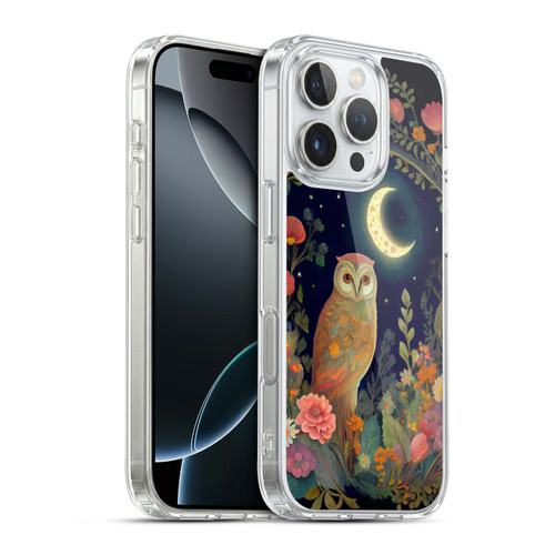 JK Stewart Key Art Owl Crescent Moon Night Garden Soft Gel Case for Apple iPhone 16 Pro & MagSafe