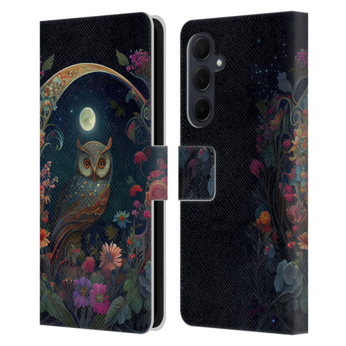 JK Stewart Key Art Owl Leather Book Wallet Case Cover For Samsung Galaxy A35 5G
