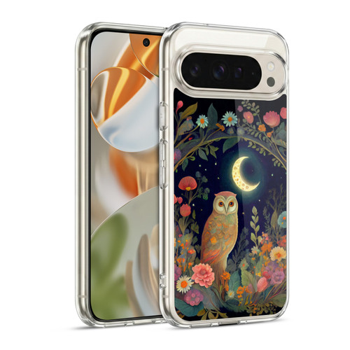 JK Stewart Key Art Owl Crescent Moon Night Garden Soft Gel Case for Google Pixel 9 / Pixel 9 Pro
