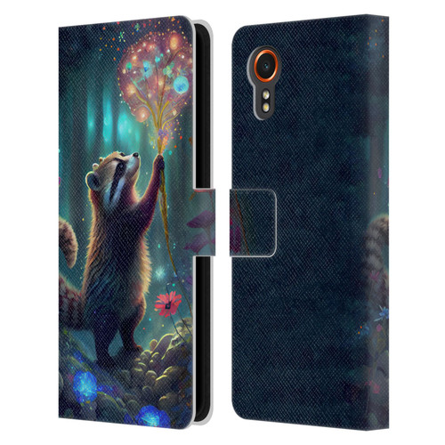 JK Stewart Key Art Raccoon Leather Book Wallet Case Cover For Samsung Galaxy Xcover7 5G