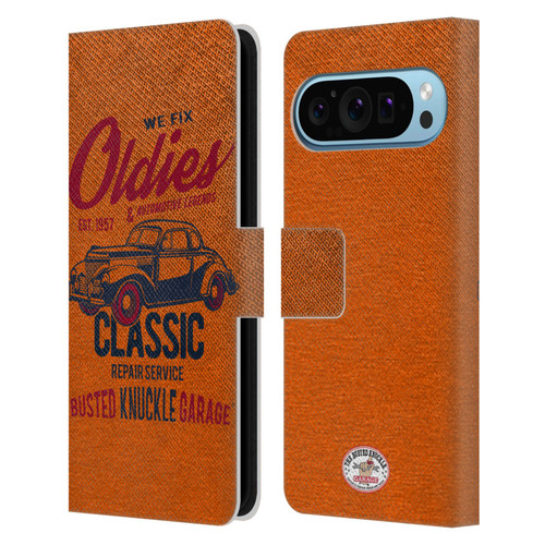 Busted Knuckle Garage Graphics Classic Leather Book Wallet Case Cover For Google Pixel 9 / Pixel 9 Pro
